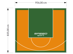 80M2/835X956CM POMARAŃCZOWO-ZIELONE BOISKO DO KOSZYKÓWKI SPEEDSPORT HEXA POWER PRO