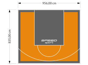 80M2/835X956CM POMARAŃCZOWO-GRAFITOWE BOISKO DO KOSZYKÓWKI SPEEDSPORT HEXA POWER PRO