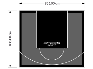 80M2/835X956CM GRAFITOWO-CZARNE BOISKO DO KOSZYKÓWKI SPEEDSPORT HEXA POWER PRO