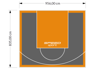 80M2/835X956CM GRAFITOWO-POMARAŃCZOWE BOISKO DO KOSZYKÓWKI SPEEDSPORT HEXA POWER PRO