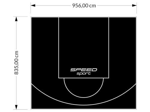 80M2/835X956CM CZARNE BOISKO DO KOSZYKÓWKI SPEEDSPORT HEXA POWER PRO