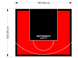 82M2/835X987CM CZERWONO-CZARNE BOISKO DO KOSZYKÓWKI SPEEDSPORT HEXA POWER PRO