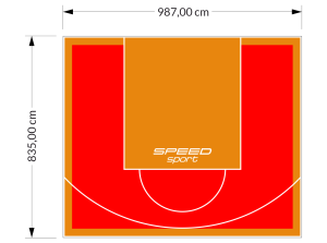 82M2/835X987CM CZERWONO-POMARAŃCZOWE BOISKO DO KOSZYKÓWKI SPEEDSPORT HEXA POWER PRO