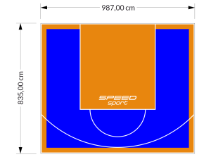 82M2/835X987CM NIEBIESKO-POMARAŃCZOWE BOISKO DO KOSZYKÓWKI SPEEDSPORT HEXA POWER PRO