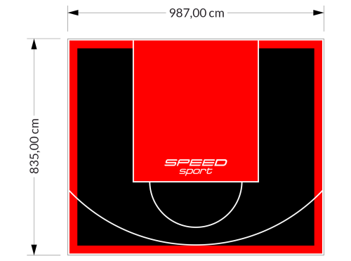 82M2/835X987CM CZARNO-CZERWONE BOISKO DO KOSZYKÓWKI SPEEDSPORT HEXA POWER PRO