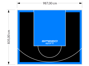 82M2/835X987CM CZARNO-BŁĘKITNE BOISKO DO KOSZYKÓWKI SPEEDSPORT HEXA POWER PRO