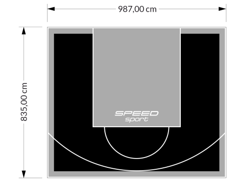 82M2/835X987CM CZARNO-SZARE BOISKO DO KOSZYKÓWKI SPEEDSPORT HEXA POWER PRO