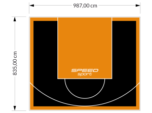 82M2/835X987CM CZARNO-POMARAŃCZOWE BOISKO DO KOSZYKÓWKI SPEEDSPORT HEXA POWER PRO