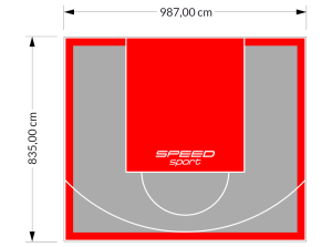 82M2/835X987CM SZARO-CZERWONE BOISKO DO KOSZYKÓWKI SPEEDSPORT HEXA POWER PRO