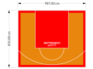 82M2/835X987CM POMARAŃCZOWO-CZERWONE BOISKO DO KOSZYKÓWKI SPEEDSPORT HEXA POWER PRO