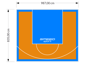 82M2/835X987CM POMARAŃCZOWO-BŁĘKITNE BOISKO DO KOSZYKÓWKI SPEEDSPORT HEXA POWER PRO