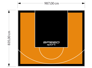 82M2/835X987CM POMARAŃCZOWO-CZARNE BOISKO DO KOSZYKÓWKI SPEEDSPORT HEXA POWER PRO