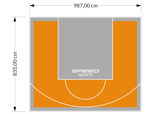 82M2/835X987CM POMARAŃCZOWO-SZARE BOISKO DO KOSZYKÓWKI SPEEDSPORT HEXA POWER PRO