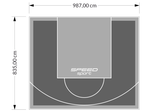 82M2/835X987CM GRAFITOWO-SZARE BOISKO DO KOSZYKÓWKI SPEEDSPORT HEXA POWER PRO