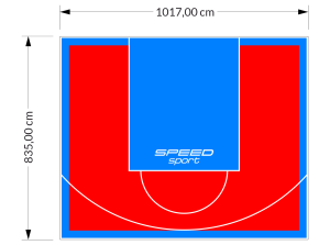 85M2/835X1017CM CZERWONO-BŁĘKITNE BOISKO DO KOSZYKÓWKI SPEEDSPORT HEXA POWER PRO