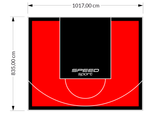 85M2/835X1017CM CZERWONO-CZARNE BOISKO DO KOSZYKÓWKI SPEEDSPORT HEXA POWER PRO
