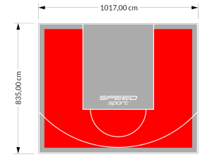 85M2/835X1017CM CZERWONO-SZARE BOISKO DO KOSZYKÓWKI SPEEDSPORT HEXA POWER PRO