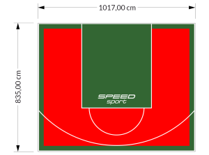 85M2/835X1017CM CZERWONO-ZIELONE BOISKO DO KOSZYKÓWKI SPEEDSPORT HEXA POWER PRO