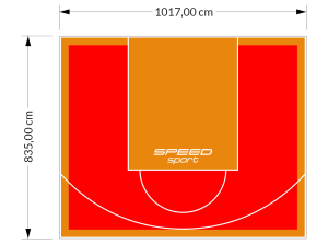 85M2/835X1017CM CZERWONO-POMARAŃCZOWE BOISKO DO KOSZYKÓWKI SPEEDSPORT HEXA POWER PRO