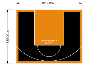85M2/835X1017CM CZARNO-POMARAŃCZOWE BOISKO DO KOSZYKÓWKI SPEEDSPORT HEXA POWER PRO