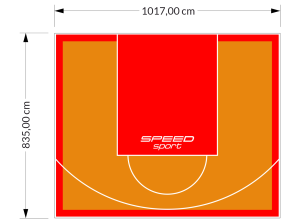 85M2/835X1017CM POMARAŃCZOWO-CZERWONE BOISKO DO KOSZYKÓWKI SPEEDSPORT HEXA POWER PRO