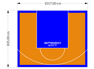 85M2/835X1017CM POMARAŃCZOWO-NIEBIESKIE BOISKO DO KOSZYKÓWKI SPEEDSPORT HEXA POWER PRO
