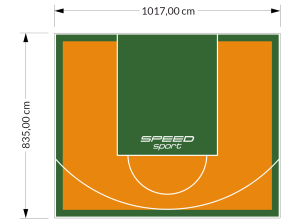 85M2/835X1017CM POMARAŃCZOWO-ZIELONE BOISKO DO KOSZYKÓWKI SPEEDSPORT HEXA POWER PRO