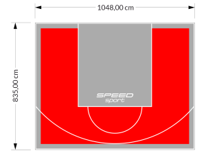 88M2/835X1048CM CZERWONO-SZARE BOISKO DO KOSZYKÓWKI SPEEDSPORT HEXA POWER PRO
