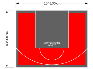 88M2/835X1048CM CZERWONO-GRAFITOWE BOISKO DO KOSZYKÓWKI SPEEDSPORT HEXA POWER PRO