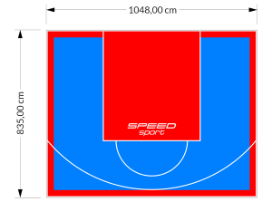 88M2/835X1048CM BŁĘKITNO-CZERWONE BOISKO DO KOSZYKÓWKI SPEEDSPORT HEXA POWER PRO