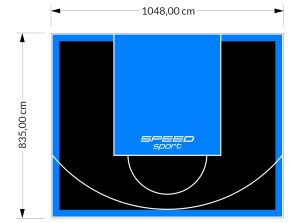 88M2/835X1048CM CZARNO-BŁĘKITNE BOISKO DO KOSZYKÓWKI SPEEDSPORT HEXA POWER PRO