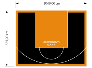 88M2/835X1048CM CZARNO-POMARAŃCZOWE BOISKO DO KOSZYKÓWKI SPEEDSPORT HEXA POWER PRO