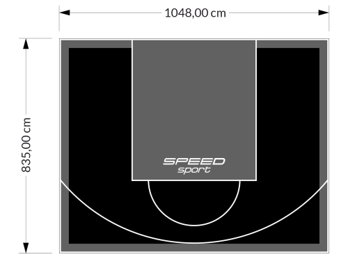 88M2/835X1048CM CZARNO-GRAFITOWE BOISKO DO KOSZYKÓWKI SPEEDSPORT HEXA POWER PRO