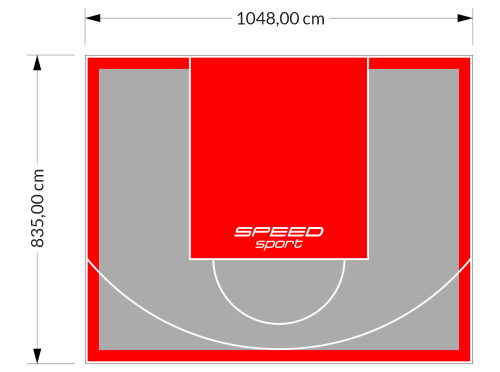 88M2/835X1048CM SZARO-CZERWONE BOISKO DO KOSZYKÓWKI SPEEDSPORT HEXA POWER PRO
