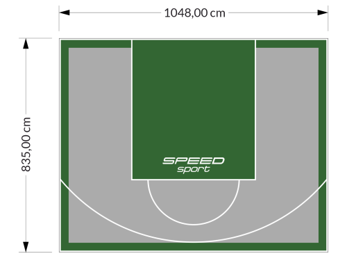 88M2/835X1048CM SZARO-ZIELONE BOISKO DO KOSZYKÓWKI SPEEDSPORT HEXA POWER PRO