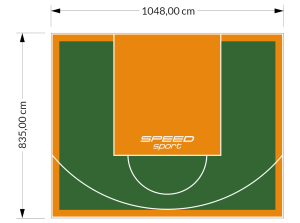 88M2/835X1048CM ZIELONO-POMARAŃCZOWE BOISKO DO KOSZYKÓWKI SPEEDSPORT HEXA POWER PRO