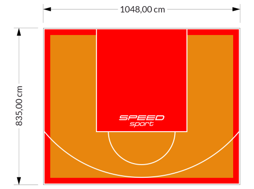 88M2/835X1048CM POMARAŃCZOWO-CZERWONE BOISKO DO KOSZYKÓWKI SPEEDSPORT HEXA POWER PRO