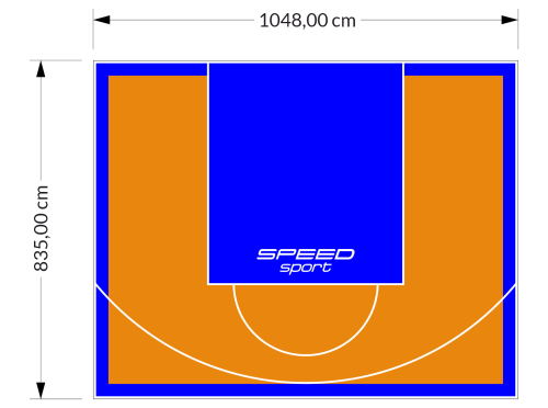 88M2/835X1048CM POMARAŃCZOWO-NIEBIESKIE BOISKO DO KOSZYKÓWKI SPEEDSPORT HEXA POWER PRO