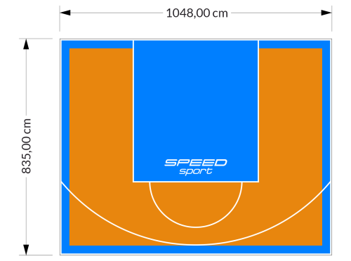 88M2/835X1048CM POMARAŃCZOWO-BŁĘKITNE BOISKO DO KOSZYKÓWKI SPEEDSPORT HEXA POWER PRO