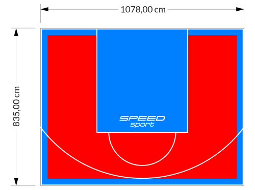 90M2/835X1078CM CZERWONO-BŁĘKITNE BOISKO DO KOSZYKÓWKI SPEEDSPORT HEXA POWER PRO