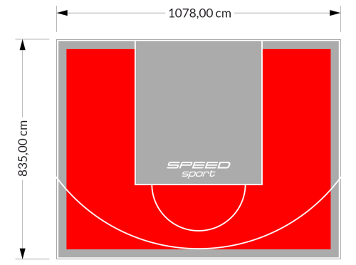 90M2/835X1078CM CZERWONO-SZARE BOISKO DO KOSZYKÓWKI SPEEDSPORT HEXA POWER PRO