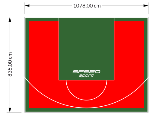 90M2/835X1078CM CZERWONO-ZIELONE BOISKO DO KOSZYKÓWKI SPEEDSPORT HEXA POWER PRO