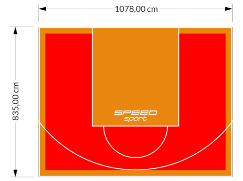 90M2/835X1078CM CZERWONO-POMARAŃCZOWE BOISKO DO KOSZYKÓWKI SPEEDSPORT HEXA POWER PRO