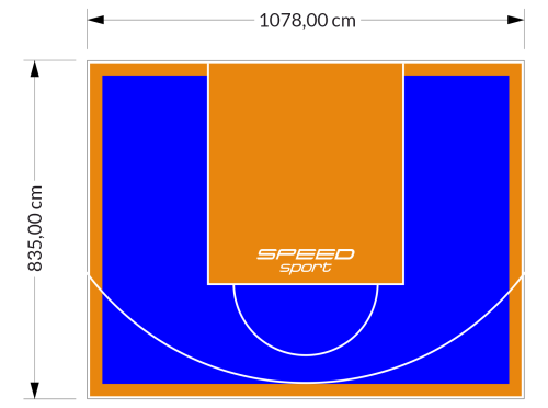 90M2/835X1078CM NIEBIESKO-POMARAŃCZOWE BOISKO DO KOSZYKÓWKI SPEEDSPORT HEXA POWER PRO