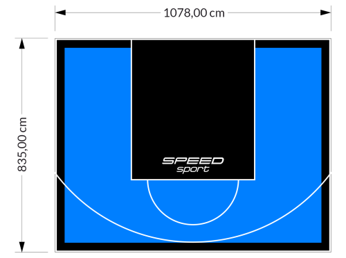 90M2/835X1078CM BŁĘKITNO-CZARNE BOISKO DO KOSZYKÓWKI SPEEDSPORT HEXA POWER PRO