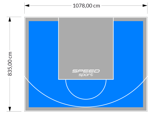 90M2/835X1078CM BŁĘKITNO-SZARE BOISKO DO KOSZYKÓWKI SPEEDSPORT HEXA POWER PRO