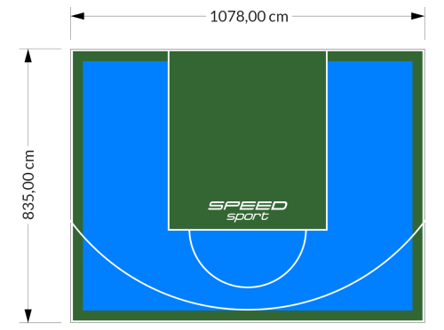 90M2/835X1078CM BŁĘKITNO-ZIELONE BOISKO DO KOSZYKÓWKI SPEEDSPORT HEXA POWER PRO