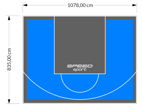 90M2/835X1078CM BŁĘKITNO-GRAFITOWE BOISKO DO KOSZYKÓWKI SPEEDSPORT HEXA POWER PRO