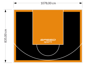90M2/835X1078CM CZARNO-POMARAŃCZOWE BOISKO DO KOSZYKÓWKI SPEEDSPORT HEXA POWER PRO
