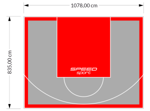 90M2/835X1078CM SZARO-CZERWONE BOISKO DO KOSZYKÓWKI SPEEDSPORT HEXA POWER PRO